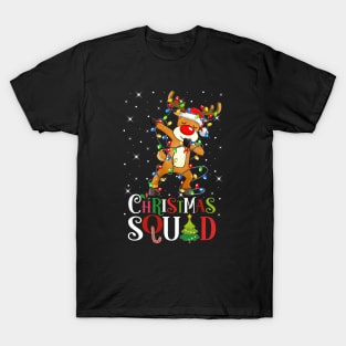 Christmas Squad Funny Xmas Dabbing Reindeer Christmas Lights T-Shirt